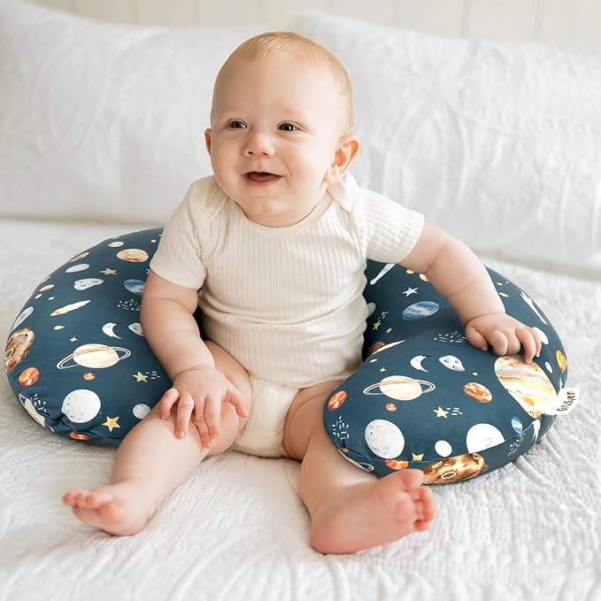GRSSDER Reversible Nursing Pillow Cover, Ultra Soft Stretchy Minky Removable Nursing Covers Fitted for Breastfeeding Pillows Snug and Safe, Comfortable Slipcover for Boys, Stylish Original Print