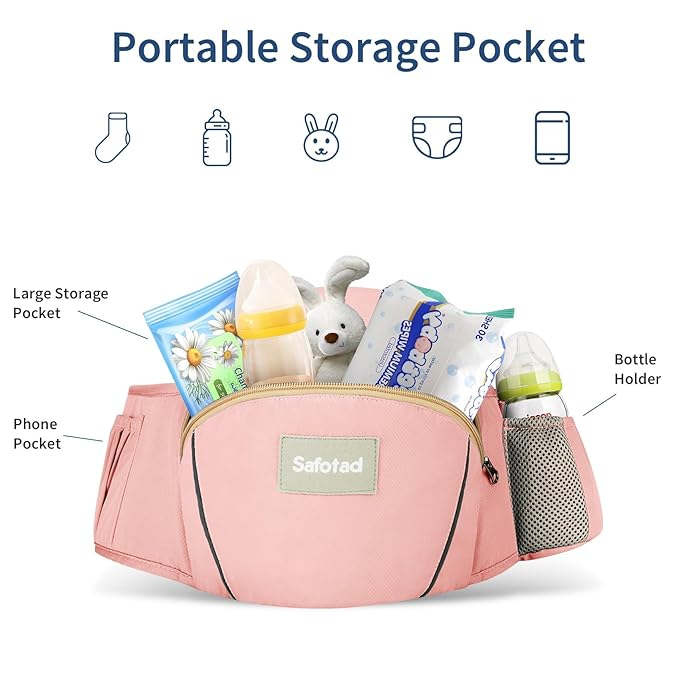 Baby Carrier with Hip Seat, Ergonomic M Position 6in1 Baby Carrier Newborn to Toddler,Head Support and Breathable Mesh Newborn Carrier,Adjustable Baby Holder Carrier for Dad&Mom-Pink