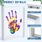 Suzile DIY Handprint Kit for New Parents - Mother's Day Father's Day Gifts,Baby Handprint Frame with 5 Acrylic Boards & 6 Colors Paint,Family Keepsake Craft for First-time Moms Dads(White)