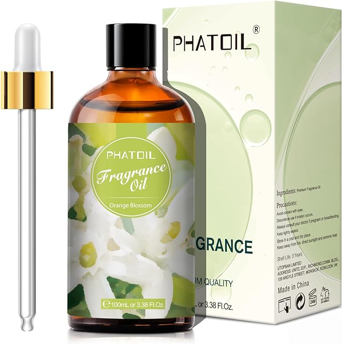PHATOIL 3.38FL.OZ Orange Blossom Fragrance Oils for Aromatherapy, Essential Oils for Diffusers for Home, Perfect for Diffuser, DIY Candle and Soap Making, DIY Scented Products - 100ml