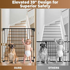 35-55" No Bottom Bar Baby Gates for Stairs, 39" Extra Tall Child Safety Gate with Auto Close Large Walk Thru Door, Hardware Mount Dog Gate Pet Gate for The House Doorways, Indoor Outdoor use