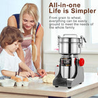 Electric Grain Grinder – High-Speed 800g Stainless Steel Food Mill & Pulverizer for Nuts, Rice, Grains, Herbs & Spices – Flour, Wheat Berry & Nut Crusher for Home & Commercial Kitchens