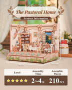 Tonecheer DIY Miniature House Kit, Wooden Dollhouse Kit with White Noise,Tiny Diorama House Building Set with Electronic Screen Craft Kits Make Creative Idea Gifts for Aduls (The Pastoral Home)