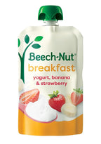Beech-Nut Toddler Food Breakfast Pouches,Yogurt Banana & Strawberry Puree, 3.5 oz (12 Pack)