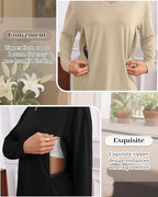 3 Pack Women's Oversize Nursing Shirts for Breastfeeding with Hidden Zippers Loose Fit Long Sleeve Maternity Tops