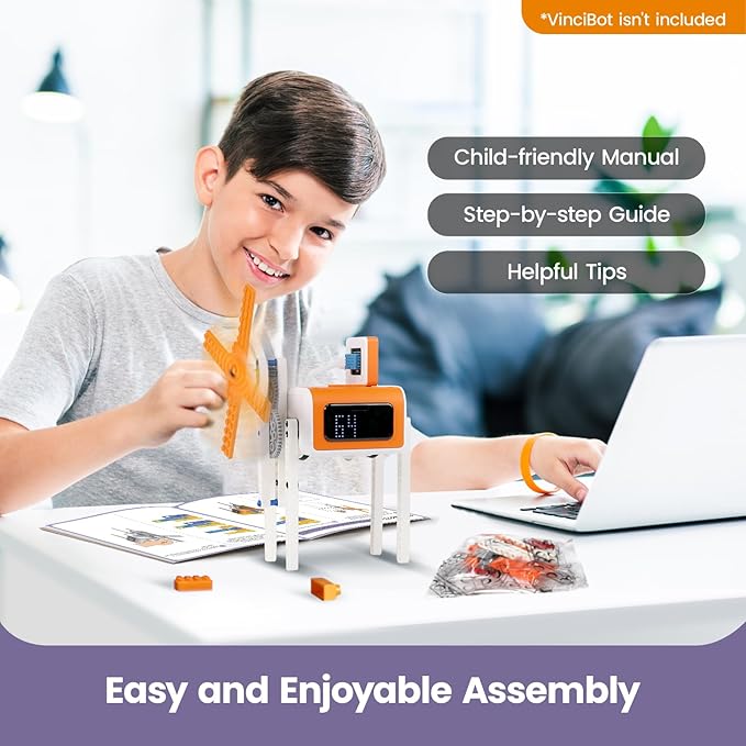 Inventor Kit for VinciBot Coding Robot, Electronic STEM Kit with programmable Module to Learn Programmable Electronic Projects for School Classroom Kids Ages 8+