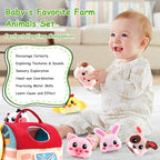 Baby Toys 6-12 Months, Soft Barn Toy with 6 Stuffed Farm Animals, Rattle, Crinkle, Mirror, Sensory Toys for Toddlers 1-3, 6 7 8 9 10 Month Old Baby Toys, Montessori Toys Gift for 1 Year Old Boy Girl