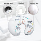 LAT Nursing Pillow for Breastfeeding with Removable Minky Cover,Ergonomic Breast Feeding Pillows for Mom and Baby,Machine Washable(Gray+Elephant)