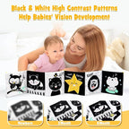 OKOOKO Black and White Baby Book High Contrast Baby Toy 0-6 Months Baby Soft Book Tummy Time Toy Crib Stroller Toy Montessori Sensory Toy Early Education for 0-6 6-12 Months Newborn Baby Infant