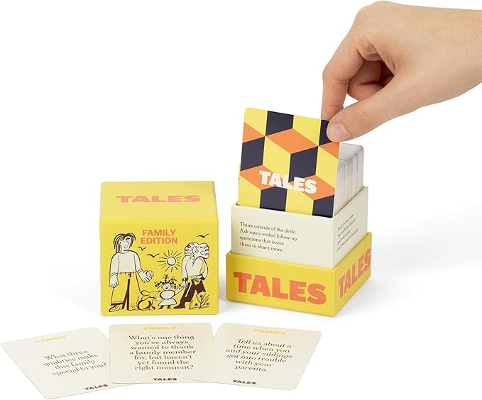 TALES 150 Conversation Cards, Family Edition, Perfect for Family Games for Adults, Teens, and Kids, Family Dinners, Game Nights, Gifts, Holidays, and Gatherings, Prompts for Meaningful Connections