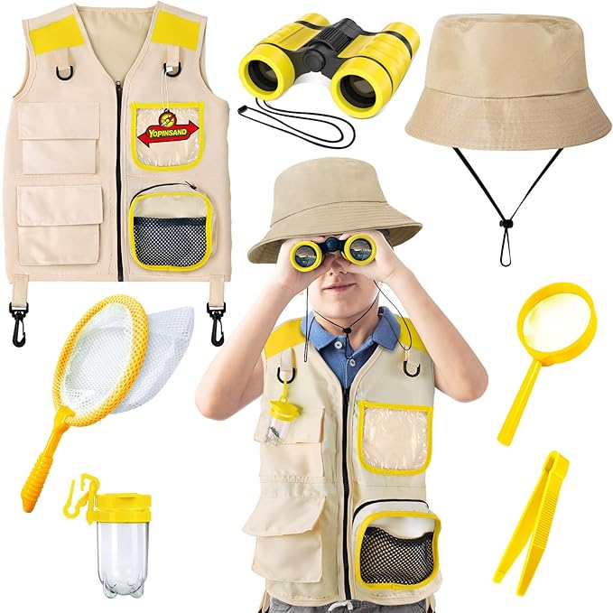 Kids Explorer Kit & Bug Catcher Kit, Kids Camping Gear for Kids, Outdoor Exploration Set with Vest & Hat, Ideal Outdoor Camping Adventure Toys for Ages 3 4 5 6 7 8 Boys Girls