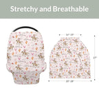 Cute Pink Cowgirl Car Seat Cover for Baby Western Cowgirls Horse Cactus Mountain Sunset Stretchy 5-in-1 Covers Adjustable Infant Carseat Canopy Cover Wild West Desert Breathable Nursing Cover-Up