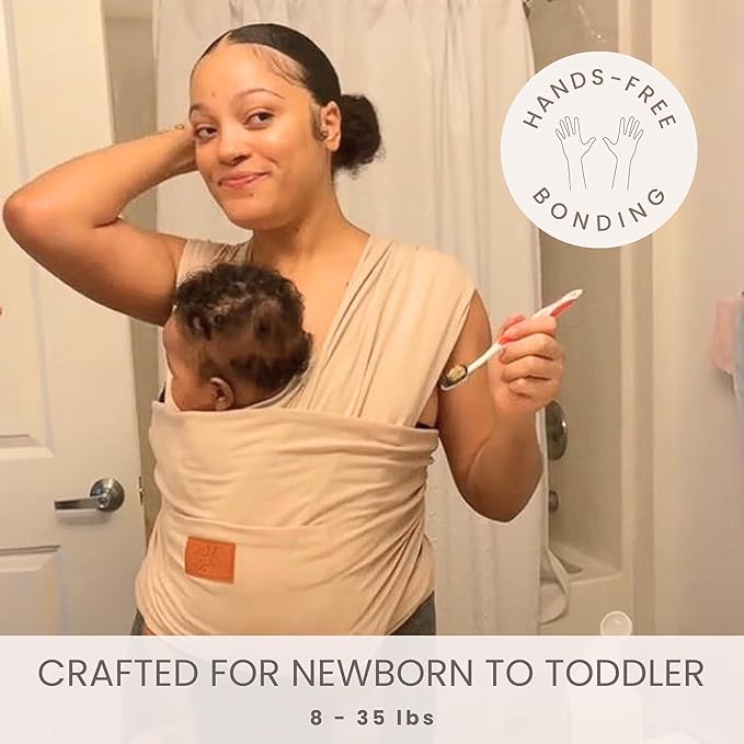 Baby Wrap Carrier - Premium Cotton Baby Carrier Wrap for Newborn to Toddler- Infant Carrier- Baby Holder One Size Fits All with Front Pocket (Black) by Max&so