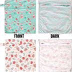 2pcs Cloth Diaper Wet Dry Bags, Waterproof Reusable Wet Bag with 2 Zipper Pockets & Handle, Washable Laundry Bags for Baby Adult Clothes Travel Beach Pool Daycare Yoga Gym Exercise Swimsuits,