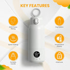 Portable Bottle Warmer for Travel – 17oz Large Capacity, Dual Heating Modes for Breast Milk & Water, Fast Heating, Long Battery Life – Smart Baby Bottle Warmer for Outdoor & New Mom Gift