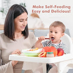 DRKIO 8 PCS Toddler Spoons Set - Baby Spoons with Silicone Handle Children safe 18/8 Stainless Steel Toddler Utensils Set for Self Feeding Kids Silverware Anti-Choke Design Food Grade Dishwasher Safe