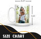 Personalized Coffee Mug 15 Oz, Custom Picture Text or Logo Ceramic Mug, Customized Gift for Men & Women, Taza Personalizada with Photo and Words, Customizable Large Tea Cup | White