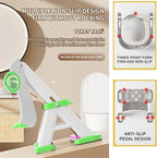 PandaEar Toilet Potty Training Seat with Step Stool Ladder, Comfortable Safe Potty Seat with Anti-Slip Pads Ladder & Bear Design for Kids Boys Toddlers -Green