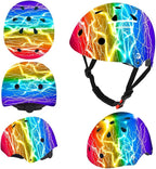 Adjustable Color Gradient Skateboard Helmet for 3-5-8-14+Ages【Toddler Kids Youth Adult】 Girls Boys Woman.Bike Helmet for Multi-Sports Cycling Bicycle Scooter Inline Roller Skate Rollerblading
