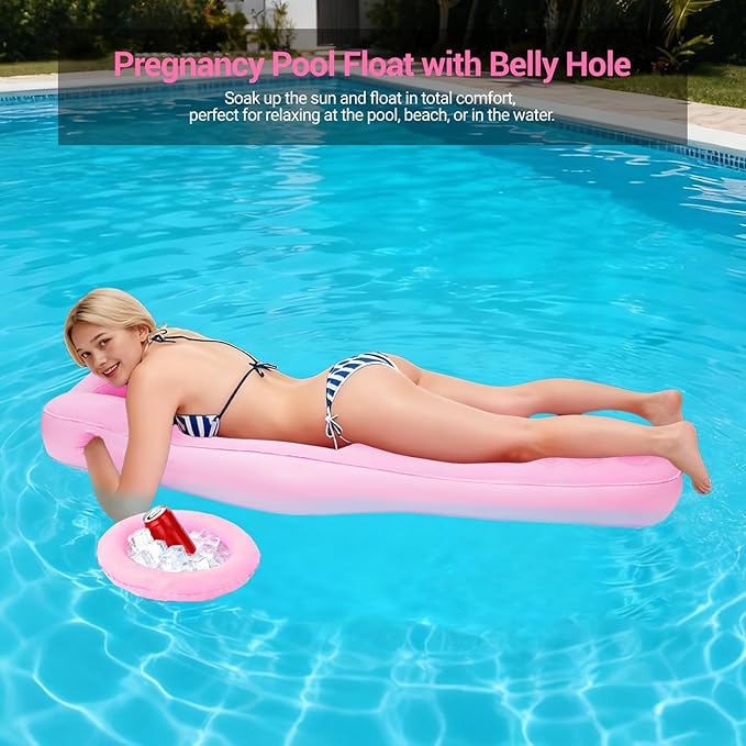 Inflatable Pregnancy Pillow with Belly & Head Hole, Prone Pregnancy Pillow for Stomach Sleepers, Belly Pillow Pregnancy Mattress for Pregnant Women, Maternity airbed Pool Float for Tummy Massage