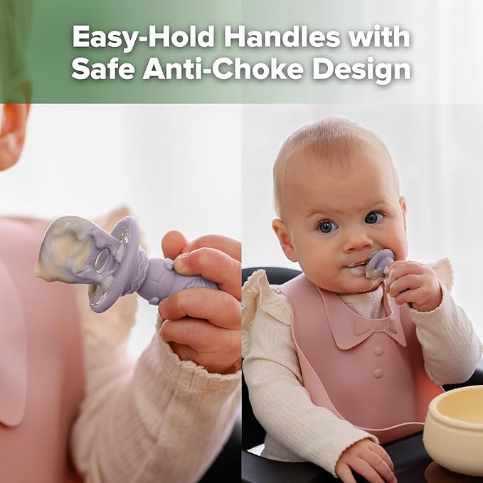 Haakaa Astronaut Beginner Silicone Cutlery Set – Toddler Spoons Self Feeding 6+Months, Baby Led Weaning Supplies, Easy Grip Toddler Utensils, Baby Feeding Essentials