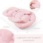 Infant Car Seat Insert for Newborn Girls Boys, Summer Mesh Baby Carseat Head Support with Strap Pads, Soft Reversible Baby Car Seat Insert Cushion Pad for Car Seat, Stroller, Bouncer, Swing, Pink