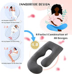 Pregnancy Pillow, Full Body Maternity Pillow 57 inch, with Removable Washable Cover - Support for Legs, Back, Neck, Shoulder, HIPS, Belly for Pregnent Women, Jersey Knit Cotton (Dark Grey)