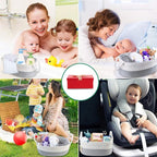 Baby Diaper Caddy Organizer - Extra Large Nappy Caddy Rope Nursery Storage Bin - Baby Basket with 8 Pockets, 5 Compartments and 2 Removable Dividers