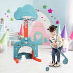 Costzon Kids Basketball Hoop, Toddler Sports Activity Center w/ 5 Adjustable Height Levels, Basketball Soccer Golf Game Set, Indoor Outdoor Basketball Hoop Set Gift for Baby Infant