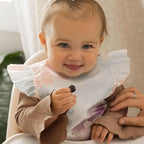 Tiny Twinkle Mess Proof Baby Bib - Waterproof & Lightweight Baby-Led Weaning Apron | 100% Recycled Polyester, Easy Clean & Machine Washable (Cotton Candy, Small 6-24 Months)