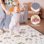 Boho Rainbow Baby Play Mat 50x50 Playpen Mat Thicken Soft Baby Crawling Mat Non-Slip Cushioned Baby Floor Mat with Letters, Activity Playmats for Babies Toddlers Play & Tummy Time (50X50,White)