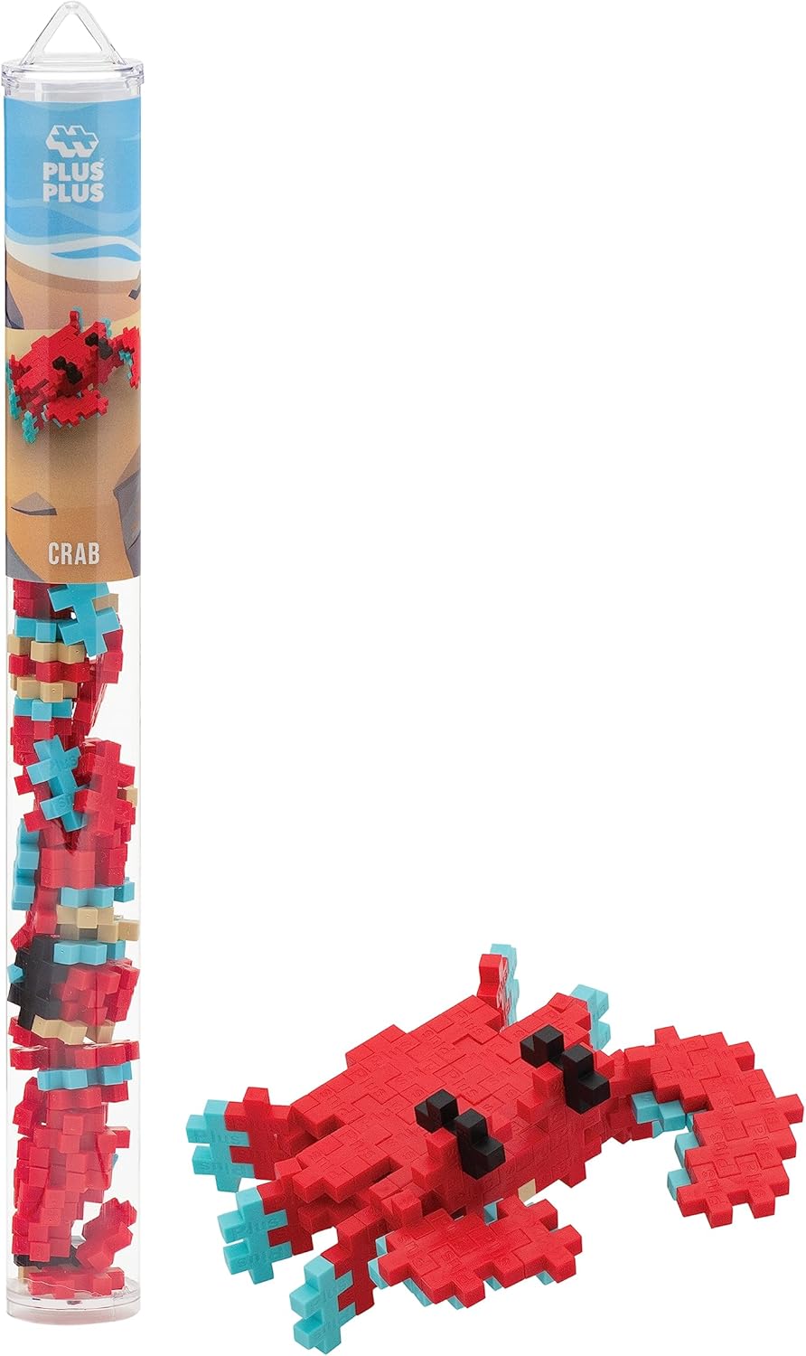 PLUS PLUS Building Block Playset Kit, Themed Figures 3D Puzzle, Fun Stem Toys for Kids, 350 Mini Interlocking Pieces - 5 Tube Bundle, Ocean