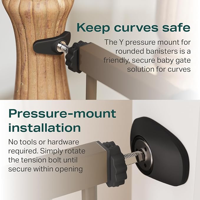 Cumbor 2 Pack 29.7-46" Baby Gate for Stairs, Mom's Choice Awards Winner-Auto Close Dog Gate for doorways, Easy Install Pressure Mounted Pet Gates indoor, Easy Walk Thru Wide Safety Gate for Dog, Brown