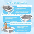 BEBELEH™ Collapsible Baby Bathtub – Bathtub + Baby tub Sling + Newborn Sling – Baby Bathtub Newborn to Toddler 0-24 Months – The Ultimate Travel Baby Bath Tub and Everyday Use! (Gray)