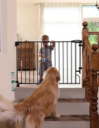 Babelio Easy to Remove & No Bottom Bar Baby Gate, 29-43", 36" H Extra Tall Hardware Mounted (Drill Needed)| Wide Walk-Thru| Auto-Close Safety Dog/Pet Gate for Stairs & Doorways (Black)