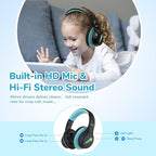 EarFun K4 Kids Bluetooth Headphones, Wireless Headphones with LED Lights, 74/85/94dBA Volume Limited, Built-in Mic, 90H Playtime, Bluetooth 5.4 Over Ear Headphone for iPad/Tablet/School, Dark Black