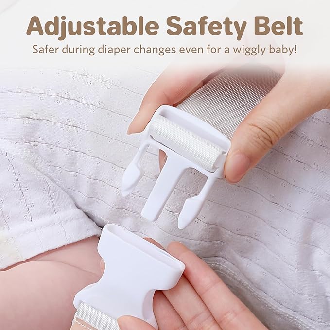 Wipe-Clean Baby Diaper Changing Pad Waterproof & Wipeable Teddy Bear Easy to Clean, Soft EVA Foam Changer Pads with Adjustable Safety Belt, Non-Slip Change Mat for Changing Station Table Dresser Bed