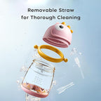 bc babycare Straw Sippy Cups for Toddler, No Spill Sippy Cups for Baby 1+ Year Old, Transition Weighted Sippy Cup with Straw and Strap, 10oz/300ml, Pink