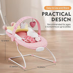 Baby Bouncer, Portable Baby Bouncer with Music, Soothing Vibrations Infant Bouncer Seat for 0-6 Months 6-20 lbs(Pink)