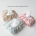Baby Wipes Cover – Universal Size, One Size Fits All Wipes Packages | Muslin Cotton Tissue Cover for Nursery, Diaper Bag & Changing Table, Station | Gingham & Neutral Patterns (3-Gingham Pink)