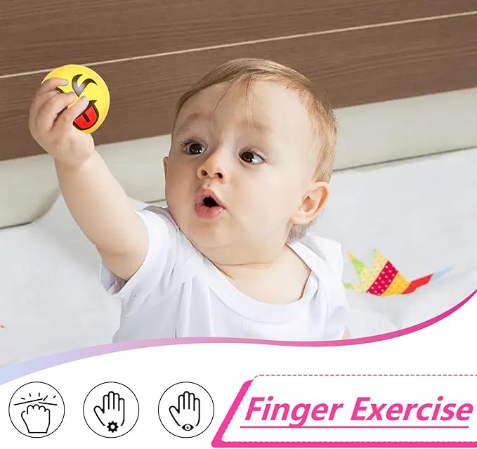 LovesTown 24 PCS Stress Balls, 2.5 Inches Funny Foam Face Squeeze Fidget Toys for Kids and Adult Stress Relief Gifts for Coworkers Classroom Prizes