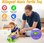Baby Toys 6-12 Months, Musical Turtle Crawling Tummy Time Development Light up Infant Toys 12-18 Months, Bilingual Educational Boy Girl Gifts Toy for 3-6 4 5 7 8 9-12 Month