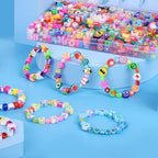 1000PCS Polymer Clay Beads Bracelet Making kit, 24 Style Cute Fun Beads Fruit Beads Charms for Jewelry Necklace Earring Making DIY Accessories for Women Girls