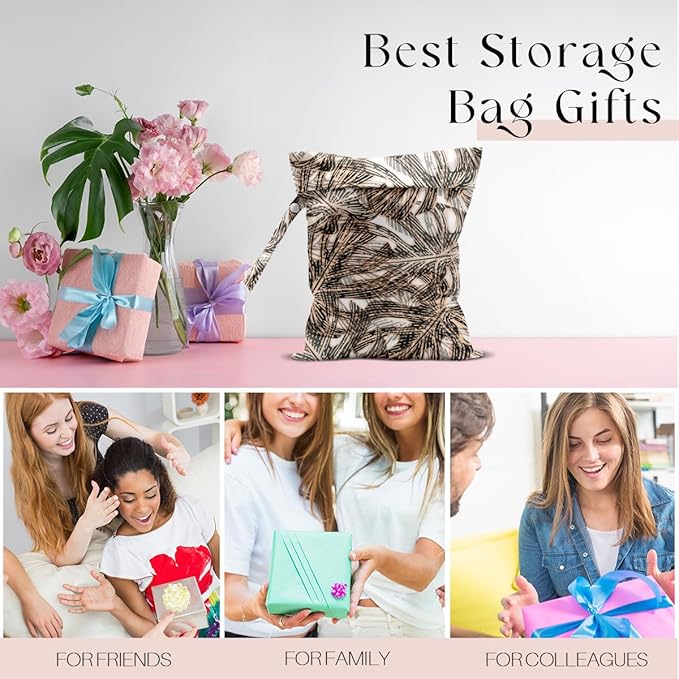 Wet Bag, Wet Dry Bag, Wet Bag for Swimsuit, Travel, Beach, Pool, Diapers, Dirty Yoga Gym Clothes, Makeup Bag, Waterproof Tropical Palm Leaves Decor Jungle Palm Leaf Favors, 12.6” x 10.2”