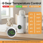 Portable Bottle Warmer, Equipped with a 6000 mAh Battery, Suitable for Dreastfeeding and Formula Feeding, Suitable for Travel Bottle Warmer, with a Digital Display