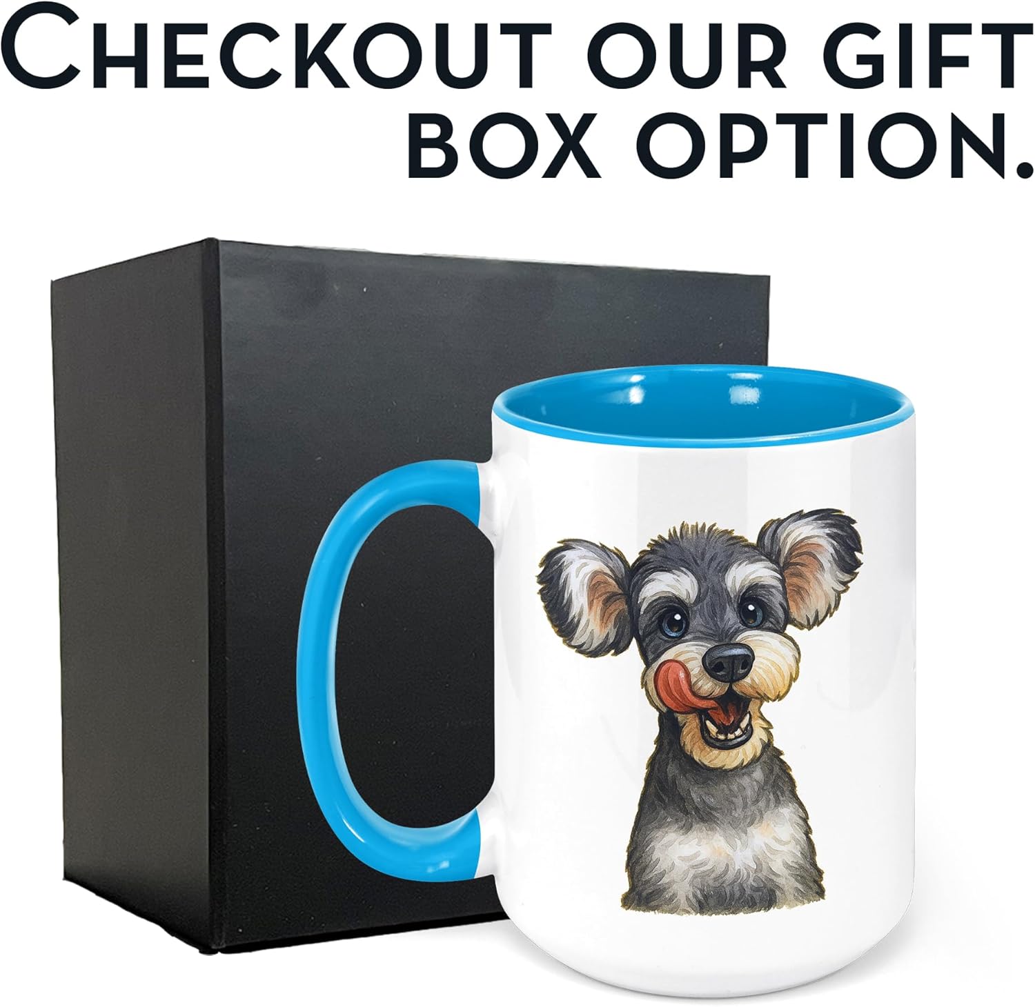 Personalized Coffee Mug, Custom Photo Caricature Gift, Funny Customized Coffee Gift for Men & Women, Custom Mugs with Pictures, Light Blue 15oz Customized Ceramic Tea Cup