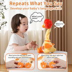 Jollybaby Plush Talking Singing Dancing Musical Strawberry Duck Toy for Toddlers 1-3 Just Like Cactus Toy, Music Mimicking Interactive Toys for Crawling Kids, Sensory Gift for Baby 0-6-12 Month