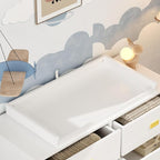 6 Drawer Baby Dresser, Nursery Dresser with Changing Topper, Long Cabinet for Infant Cloth Organize, Changing Station for Nursery and Kids Bedroom Storage, White (45.3" W x 18.9" D x 30.1" H)