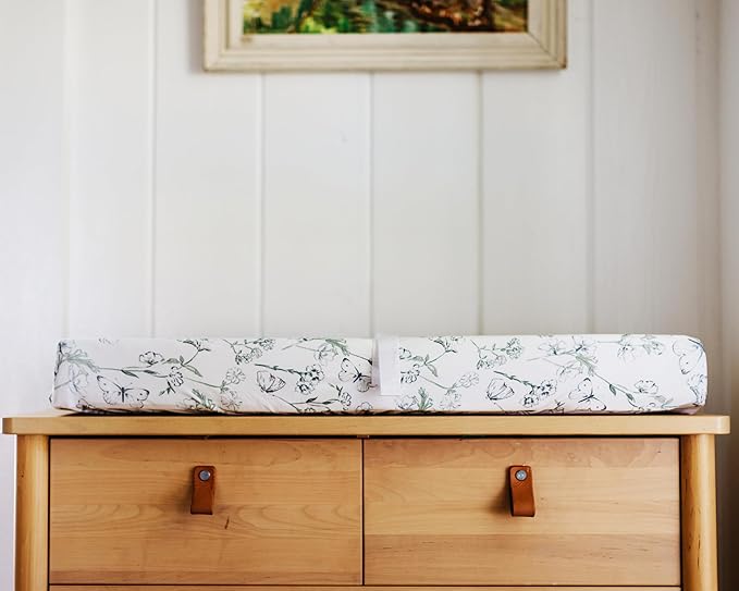 Baby Changing Pad Cover 2-Pack for Boys, Girls (Butterfly Garden) - Premium Fitted Sheets Baby Diaper Changing Table Cover - Buttery Soft Cotton Blend