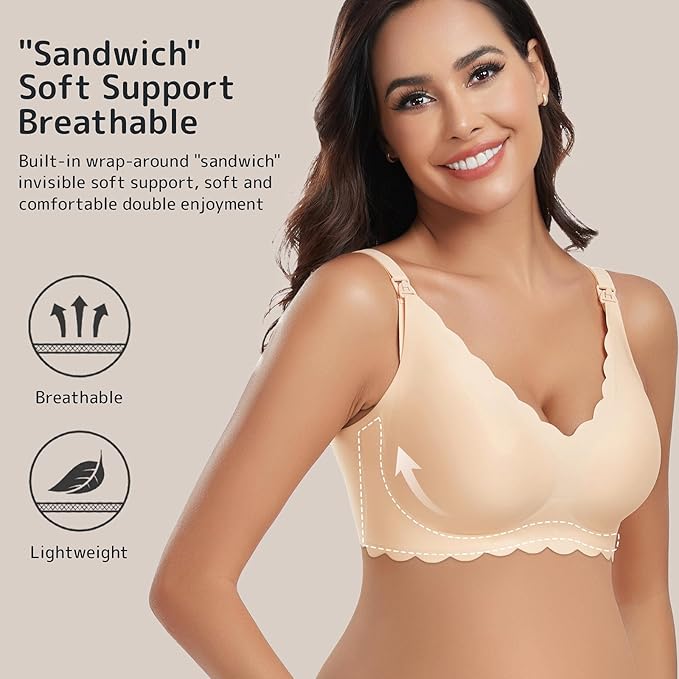 Gailife 3 Pack Nursing Bras for Breastfeeding Seamless Wireless Maternity Bras for Pregnancy Soft Sleep Breastfeeding Bra